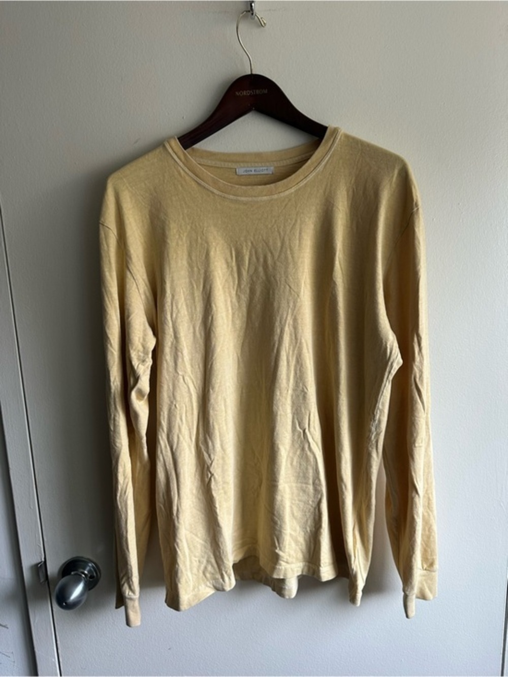 John Eliott Light Yellow Long Sleeve Crewneck Shirt US S